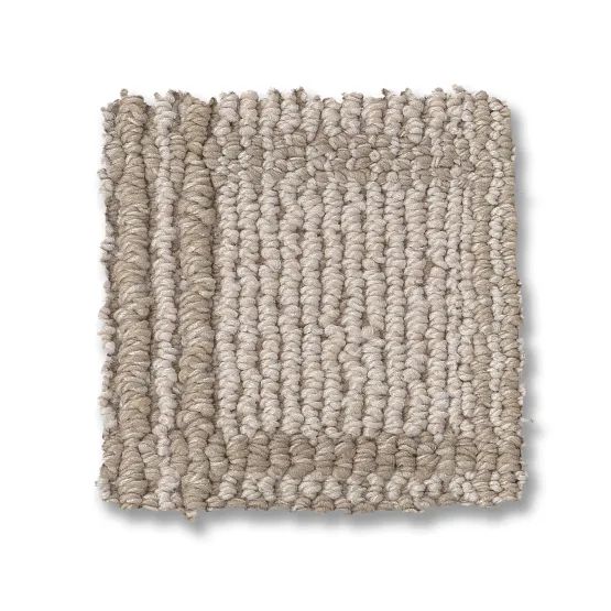 Beige carpet sample with textured loops.