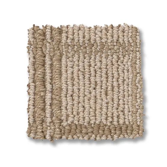 Beige and tan carpet sample with a textured, looped design.