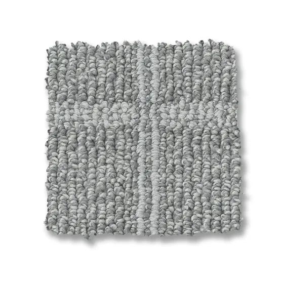 Gray carpet square with a striped texture.