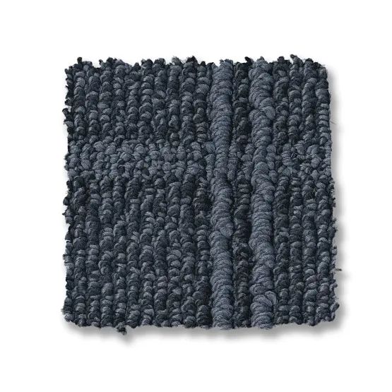 Gray carpet square with high, textured pile.