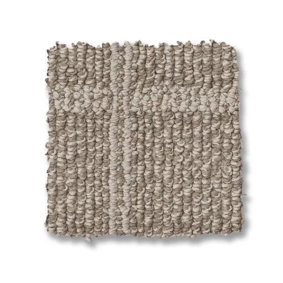 Square carpet sample, neutral color with looped pile texture.