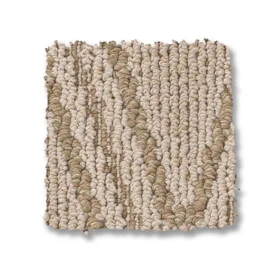Beige and tan textured carpet sample.