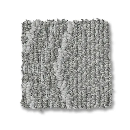 Gray carpet sample with a textured, looped pile.