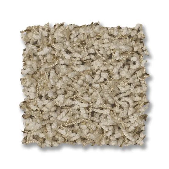 Beige and brown speckled textured carpet sample.