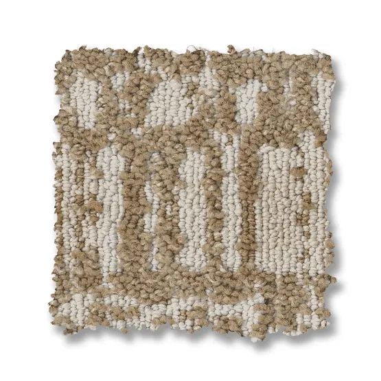 Tan and cream patterned carpet tile.