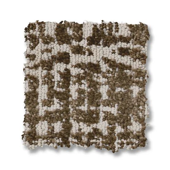 Brown and white patterned carpet sample.