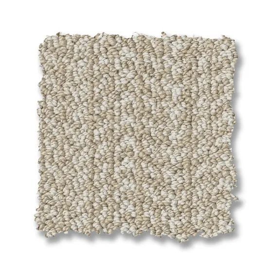 Neutral-toned carpet tile with a textured, looped pile, likely for flooring.