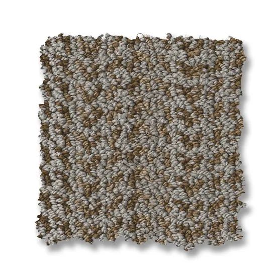 Brown and beige speckled carpet swatch.