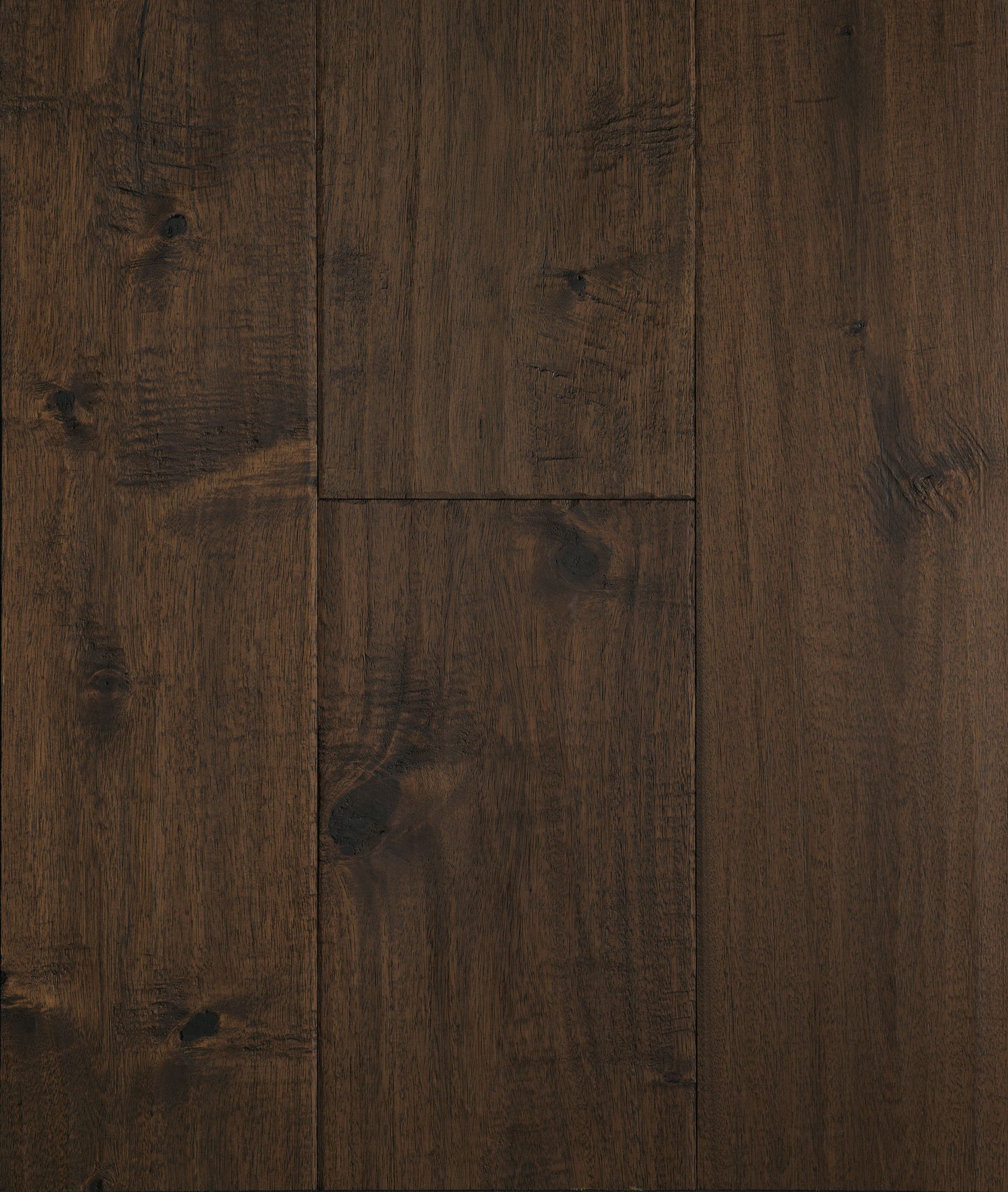 Dark brown hardwood floorboards with visible wood grain.