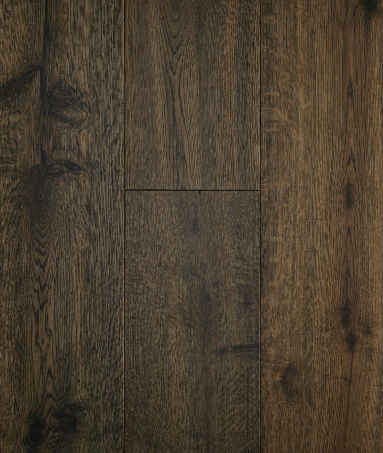 Dark brown wood flooring with visible grain.