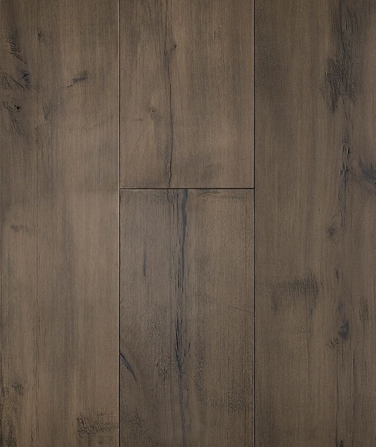 Dark brown hardwood floor with variations in tone and grain.