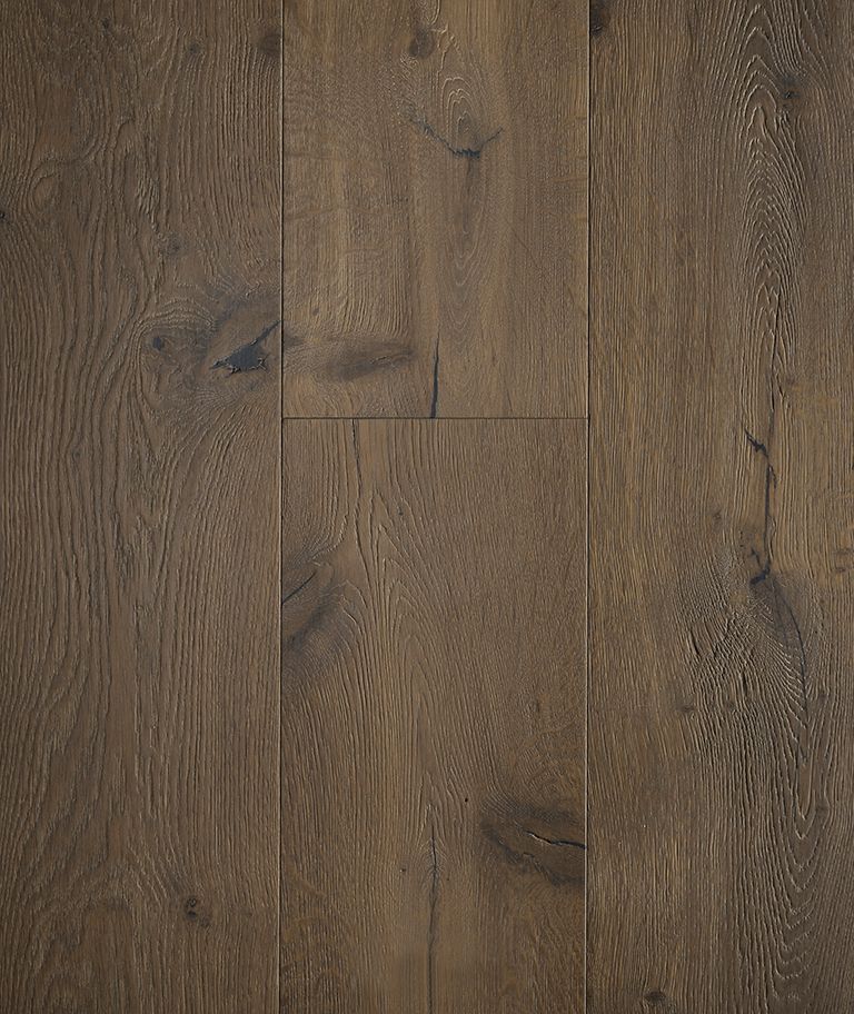 Dark brown wood floor with visible grain and knots.