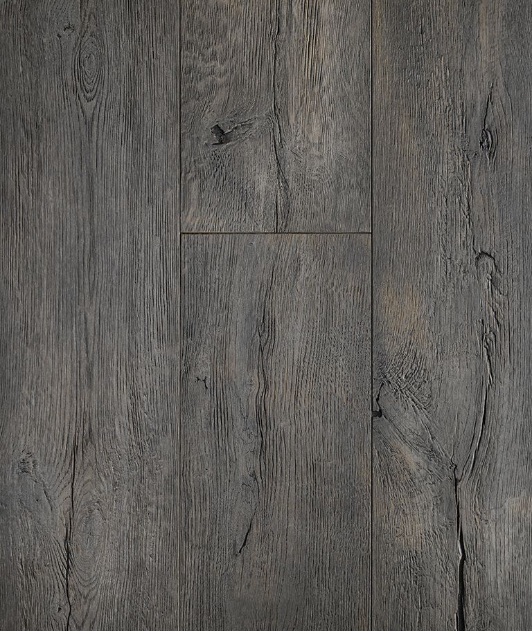 Dark gray wooden floor with visible wood grain.