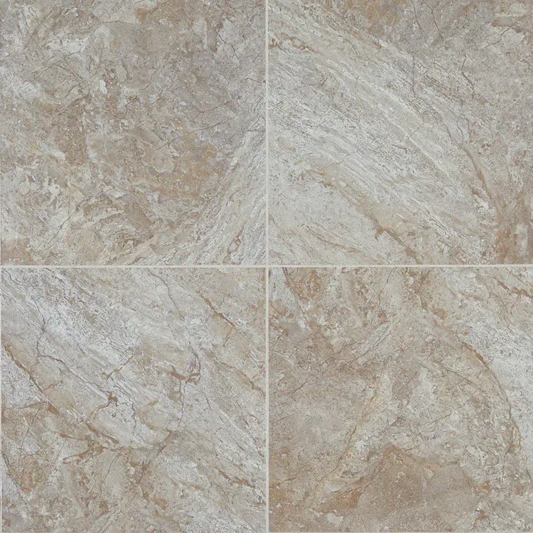 Four beige marble-like tiles arranged in a square pattern, creating a natural, textured surface.