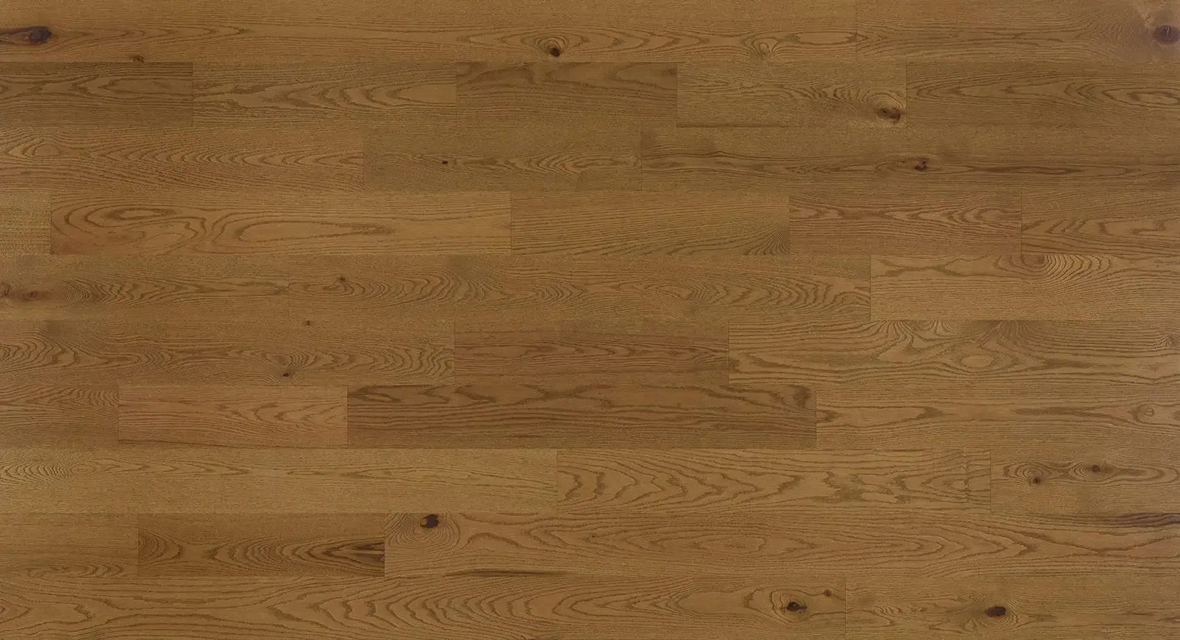 Brown hardwood floor with horizontal wood planks.