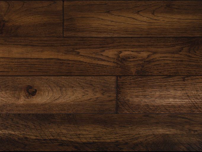Dark brown wood flooring with visible grain.