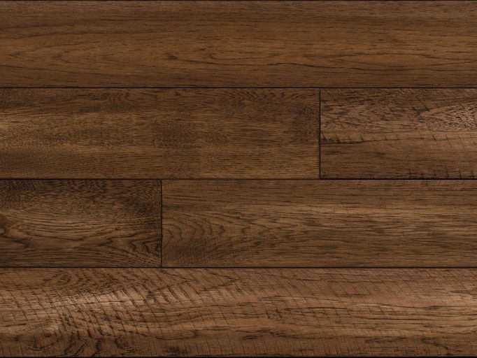Dark brown hardwood flooring, detailed wood grain visible.