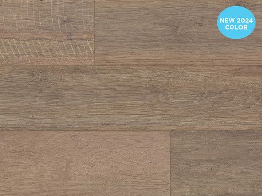 Close-up of light brown hardwood flooring with a weathered texture.