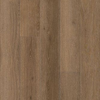 Close-up of brown wood-look flooring with vertical planks and subtle grain details.