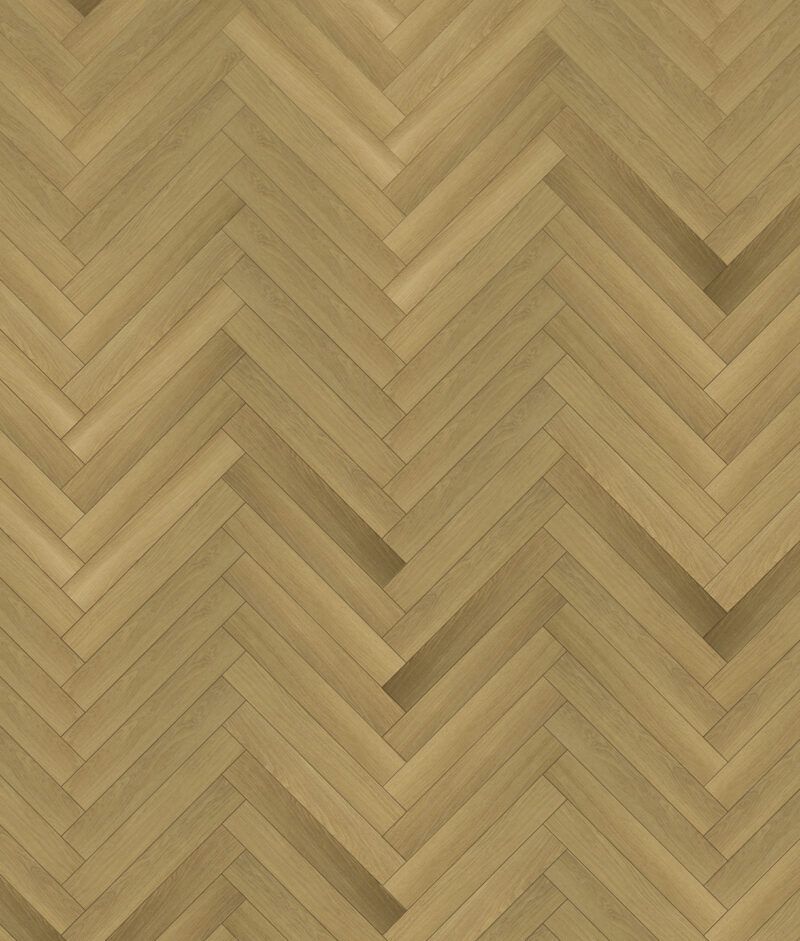 Herringbone pattern light wood floor.