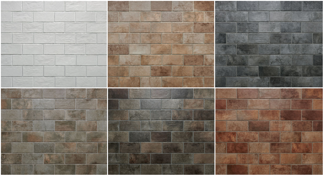 Six brick wall textures in various neutral colors.