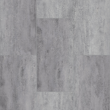Gray, rectangular faux-concrete floor tiles arranged in a repeating pattern.