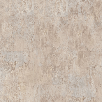Neutral-toned, stone-like tiles in a grid pattern with mottled surface.