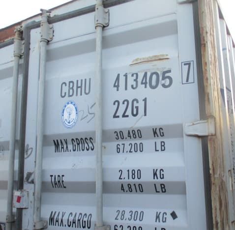 A White Shipping Container With the Number 413405 7 on It — Toowoomba Container Hire & Sales in Wilsonton, QLD