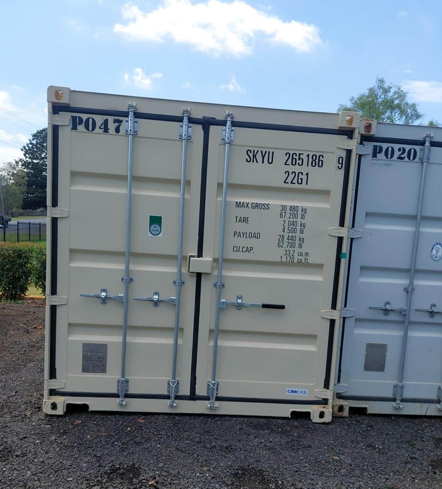 A Shipping Container With the Number P047 on It — Toowoomba Container Hire & Sales in Wilsonton, QLD