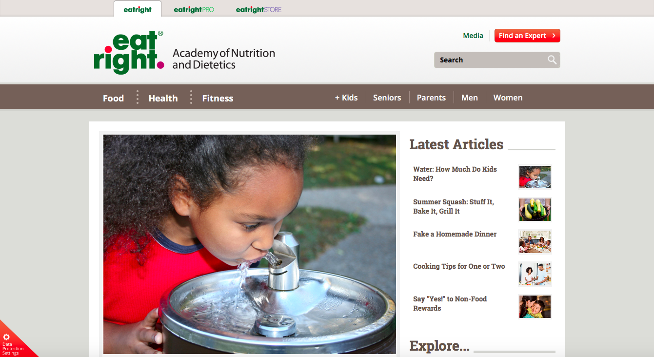 Link to the Academy of Nutrition and Dietetics