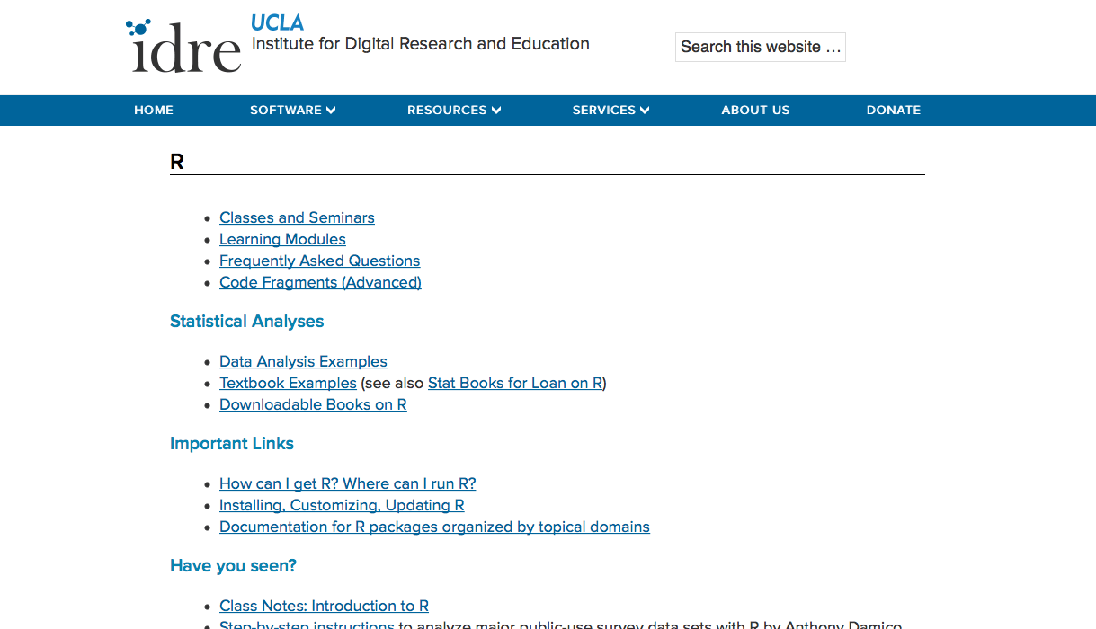 Link to UCLA IDRE R Guide