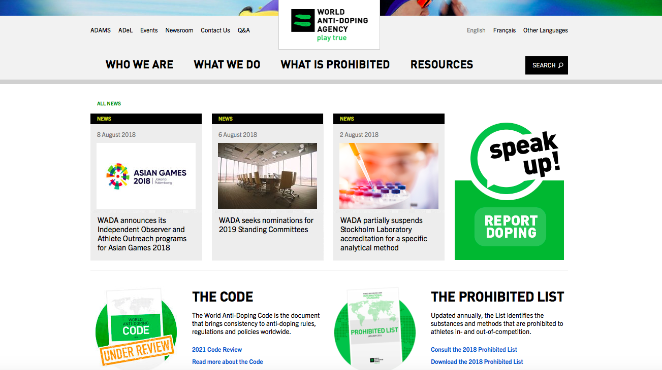 Link to World Anti Doping Agency