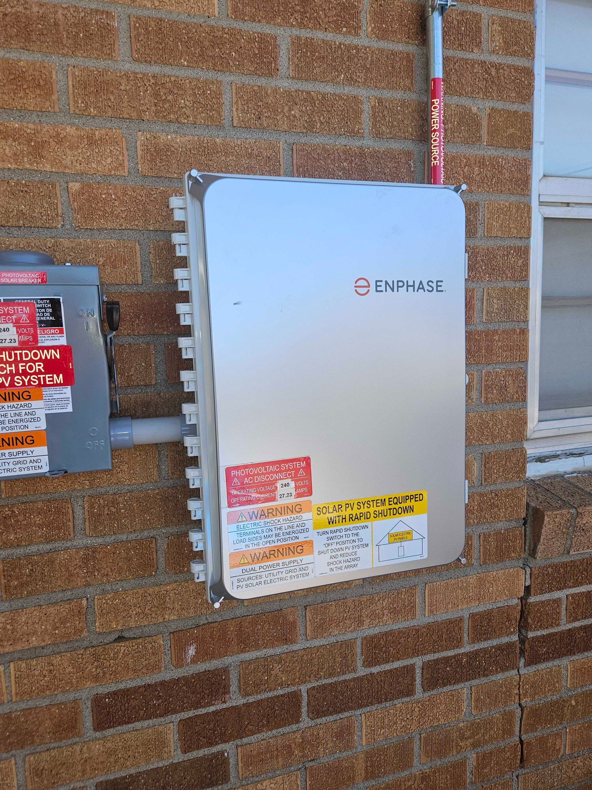 A brick wall with a box on it that says ' empower ' on it