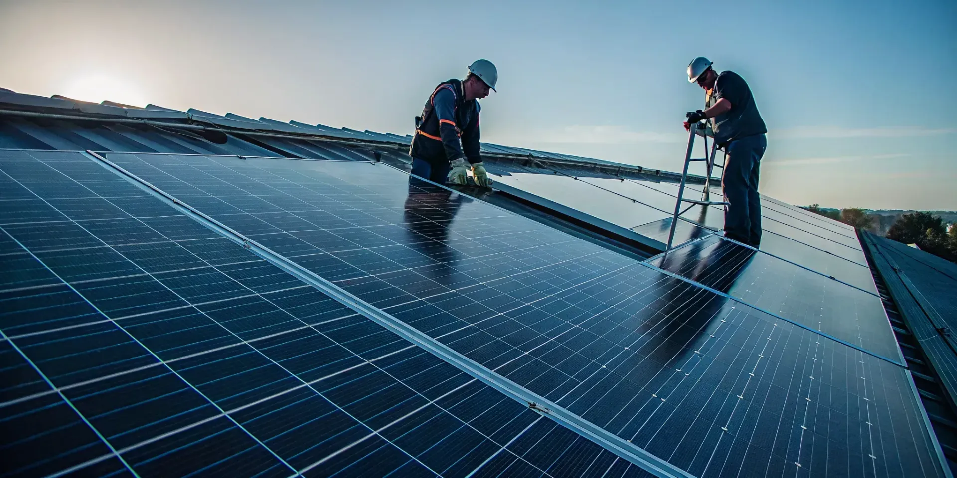 Workers on a roof performing a professional solar panel removal and reinstall.