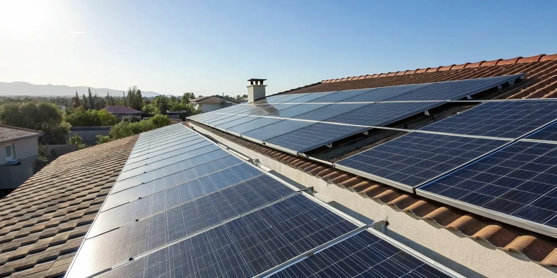 Rooftop solar panels at risk of overheating in the hot summer sun.
