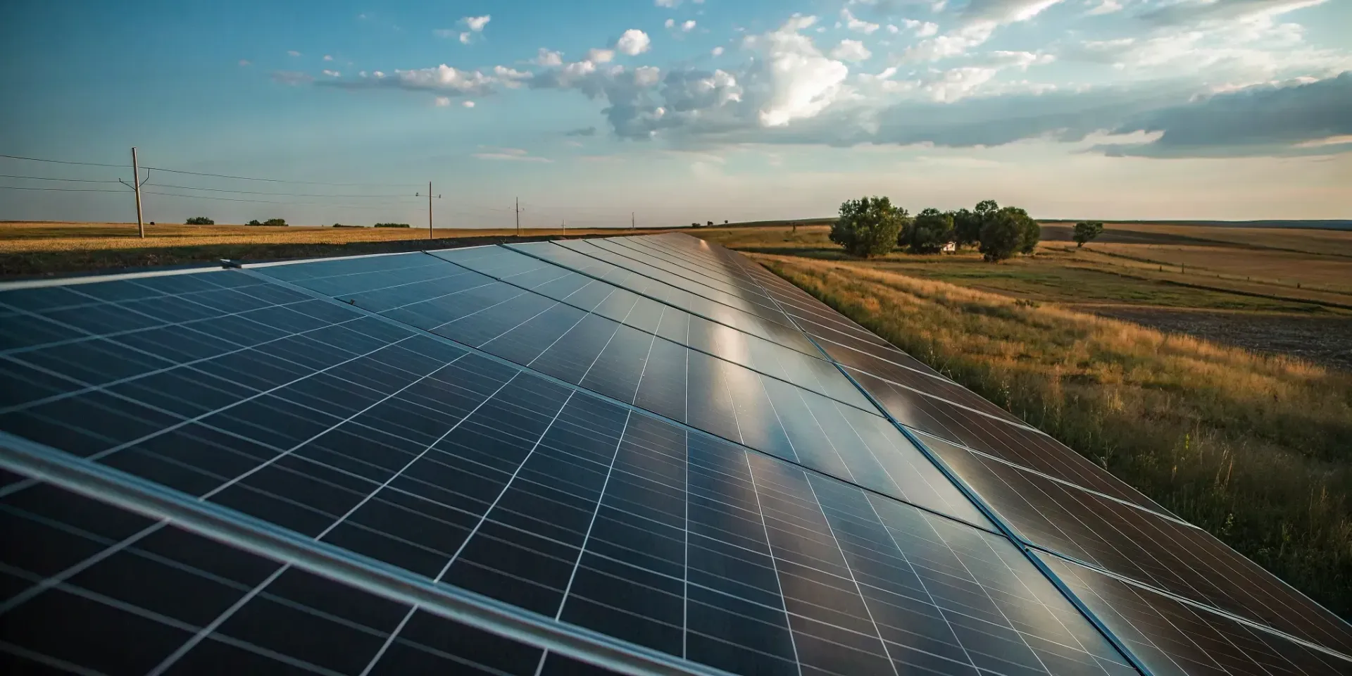 Solar panels in a sunny south central Kansas field providing energy savings.