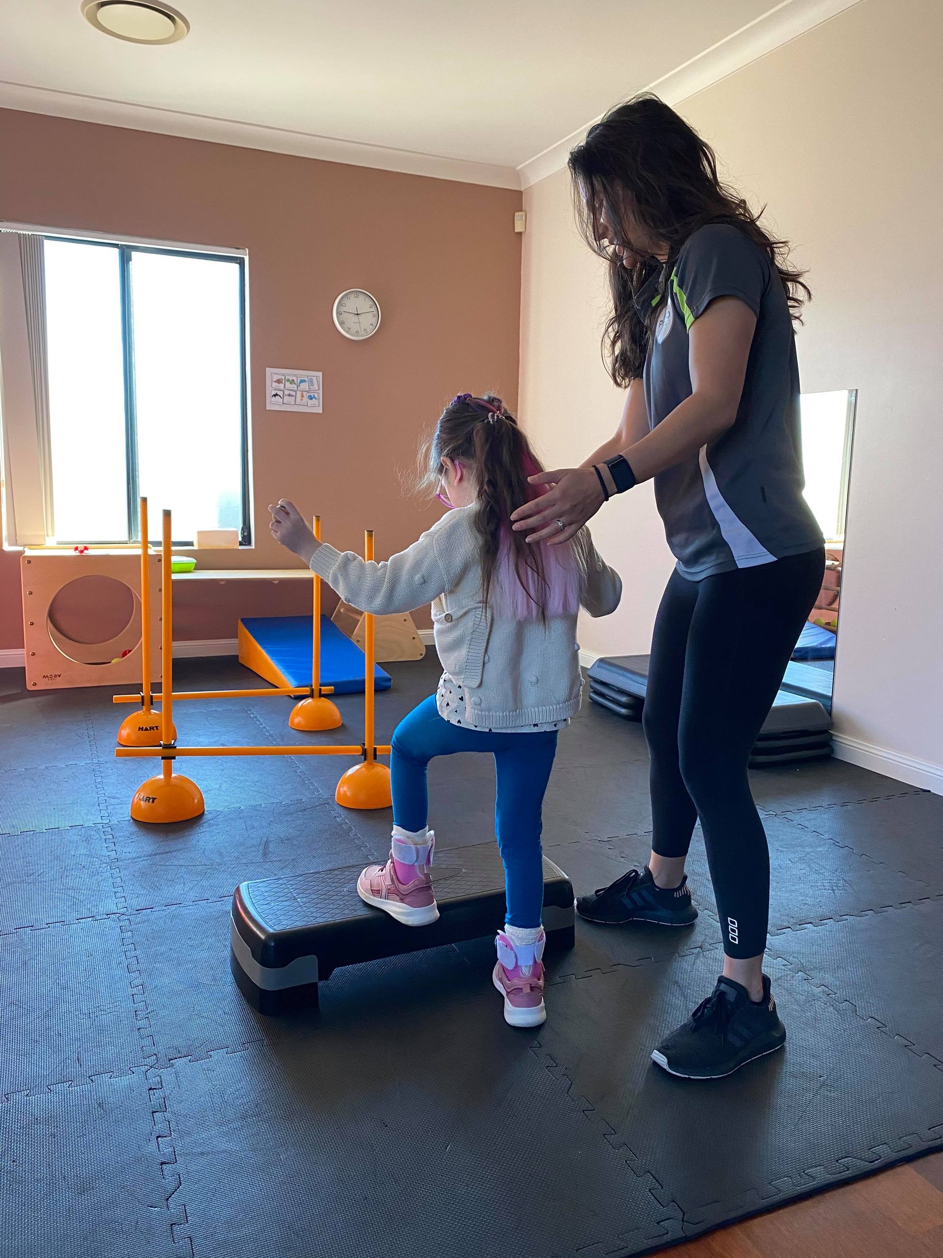 young girls with cerebral palsy participating in a gross motor circuit
