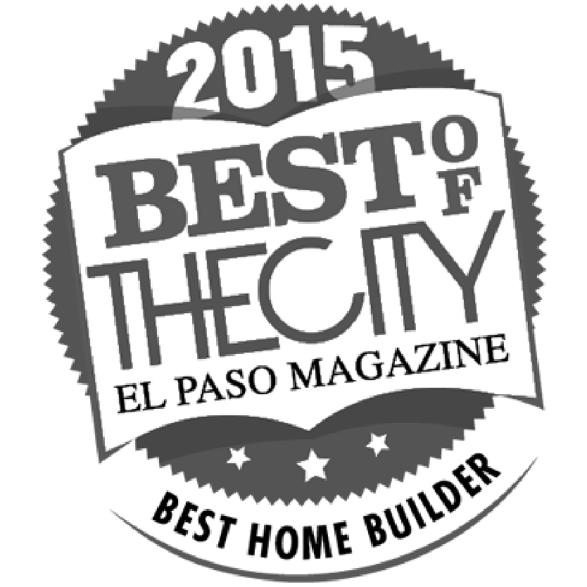 2015 "Best of the City" award logo from El Paso Magazine. Features text "Best Home Builder" at the bottom.