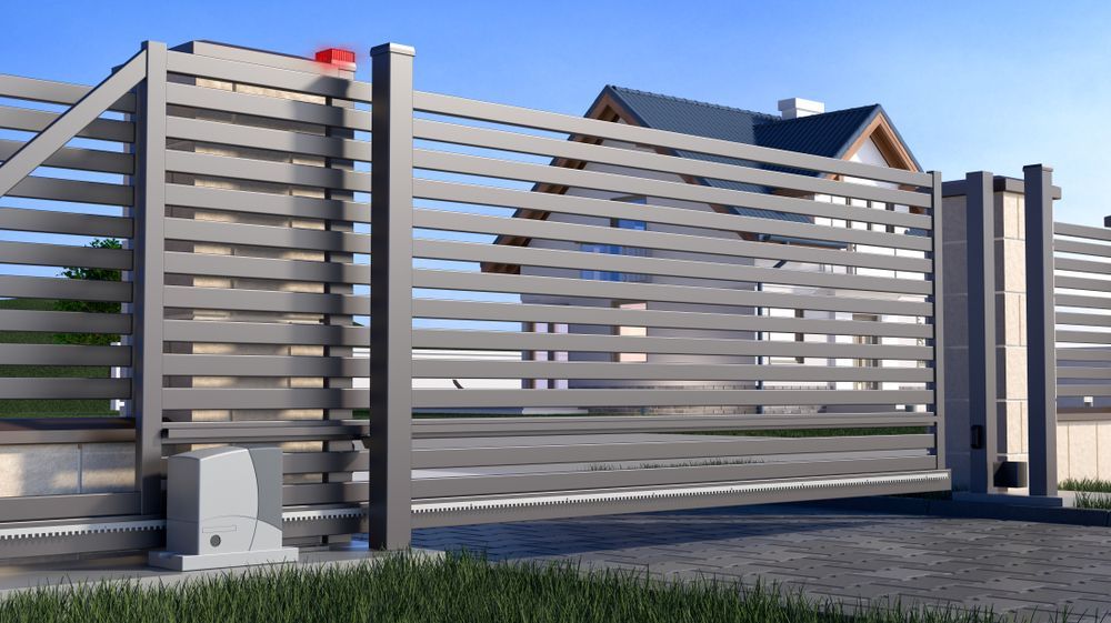 A Black Metal Fence Gate With a Hinge Connecting the Panels — A Betta Fence 'N' Yard In Port Macquarie, NSW
