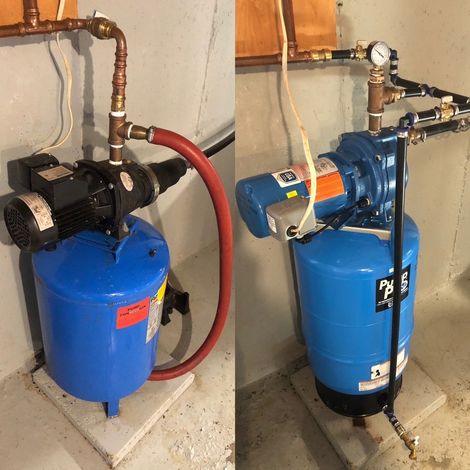 Before and after shallow well jet pump installation