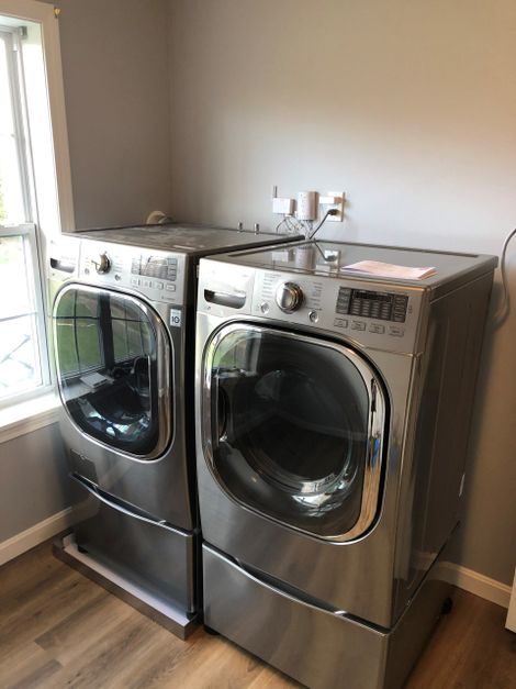New Washer and Dryer Hookup with Water Alarm