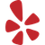 Red Yelp logo: stylized, floral-like shape.