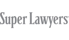 The logo for super lawyers is a gray logo on a white background.