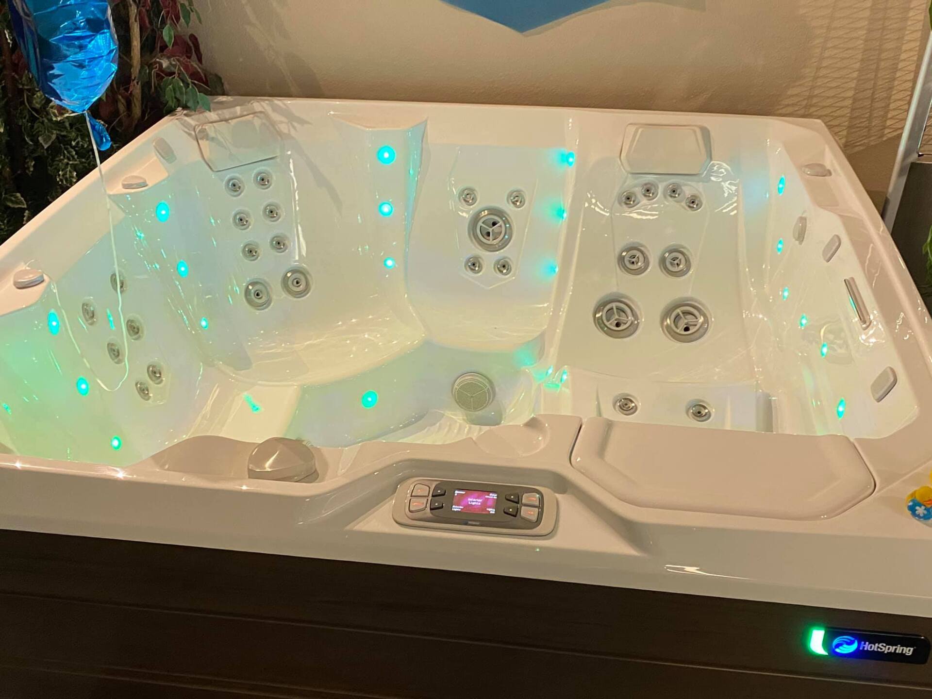 hot tub installed with lights