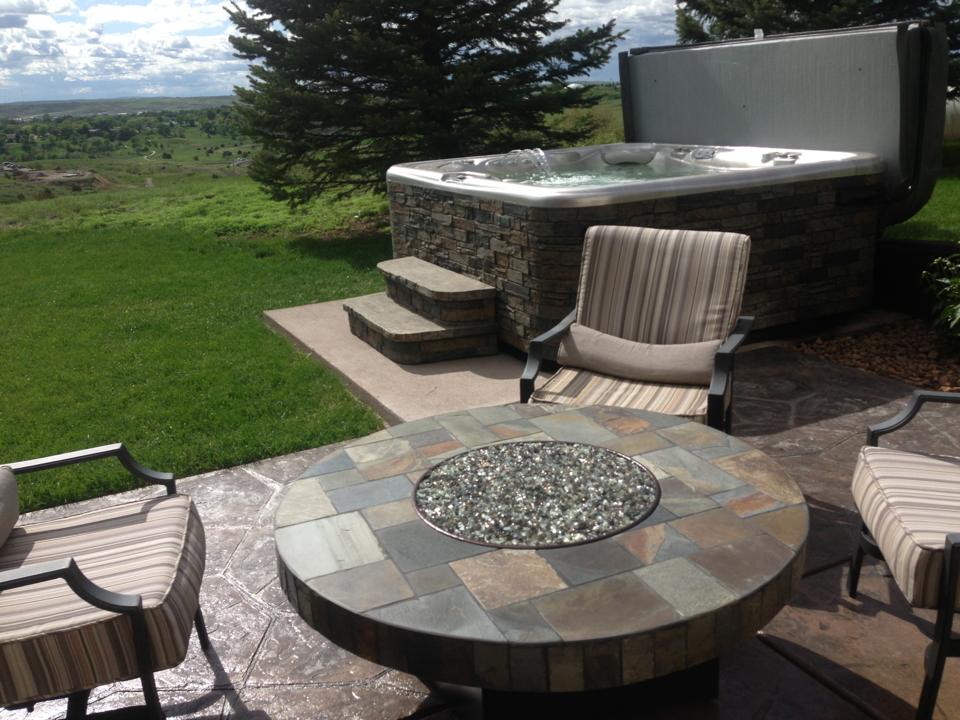 outdoor furniture with fire pit