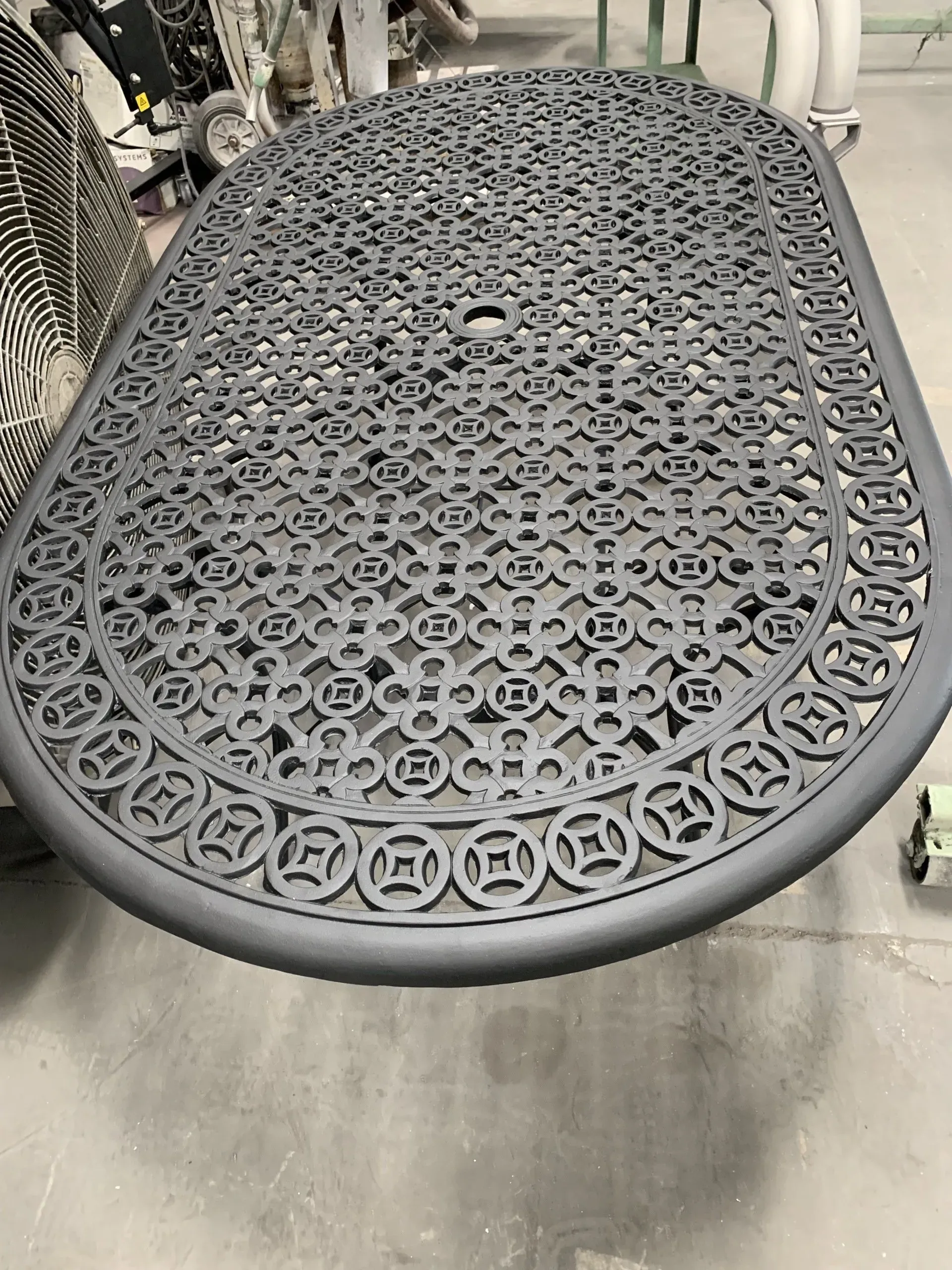 Black Metal Table With Pattern — San Diego, CA — Barrio Logan Powder Coating and Sandblasting