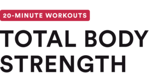 The logo for 20 minute workouts total body strength