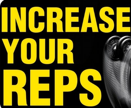 A black and yellow sign that says increase your reps