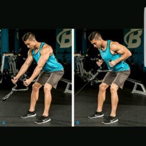 A man is doing a rope exercise in a gym.