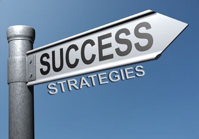 A street sign that says success strategies on it